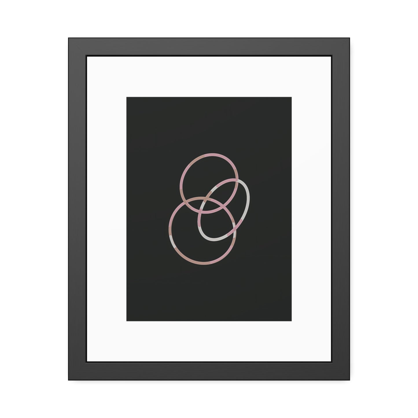 Entrelacements, art minimaliste géométrique cercles entrelacés, œuvre moderne encadrée