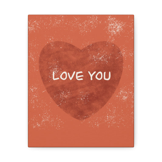 Terrakotta Herz Leinwand Love You – Wanddekoration für Schlafzimmer & Wohnzimmer