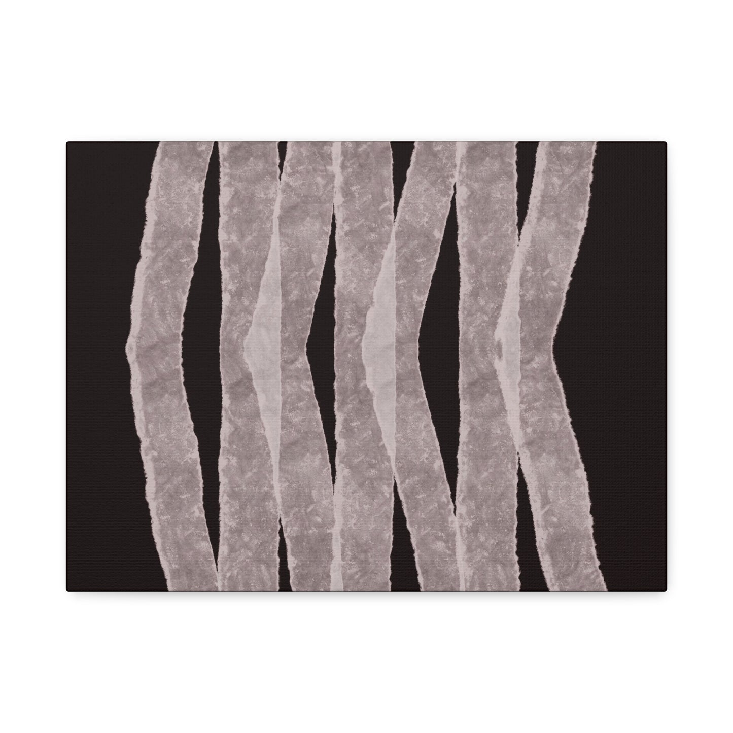 Toile abstraite "Walking" avec motifs organiques taupe sur fond brun-noir, impression sur canvas 100 % coton.