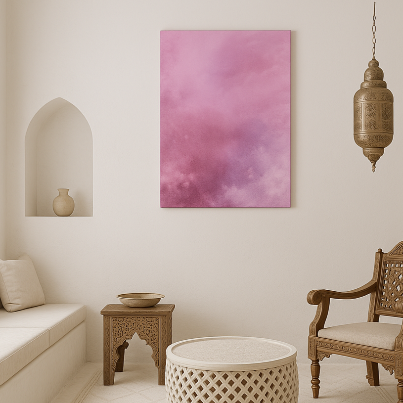 Toile A day dans niche murale, art rose violet style minimaliste