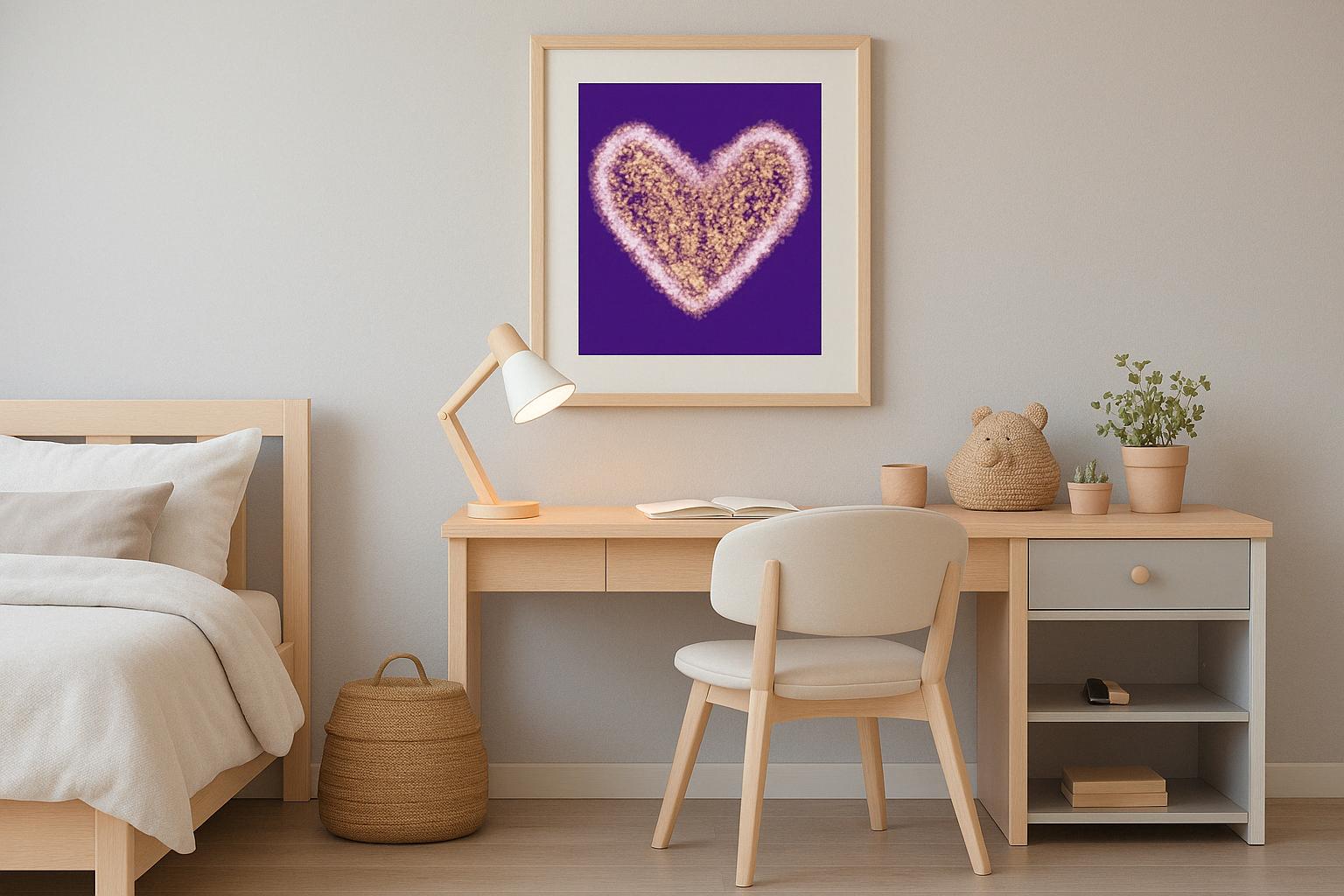 Art Cœur débordant dans chambre bureau, décoration inspirante jeune