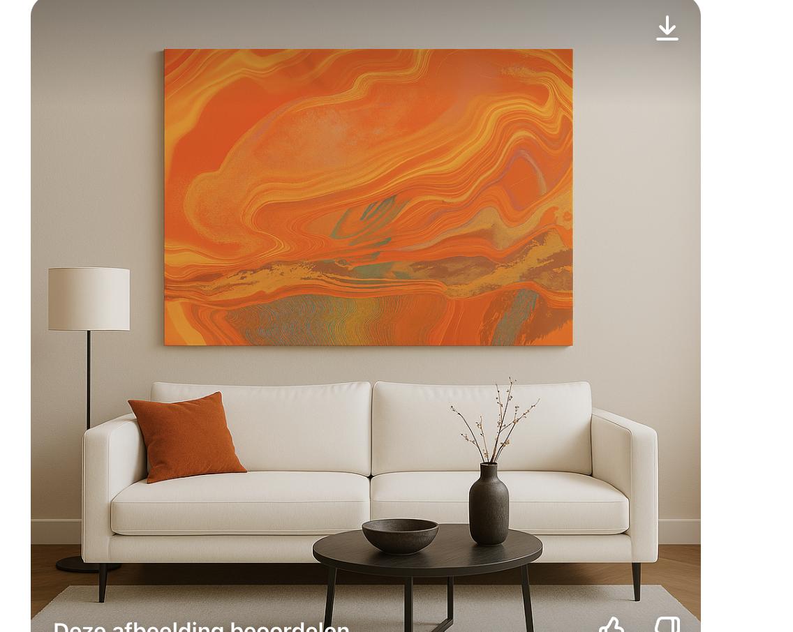 Toile abstraite accrochée au-dessus d'un canapé beige, décoration salon moderne