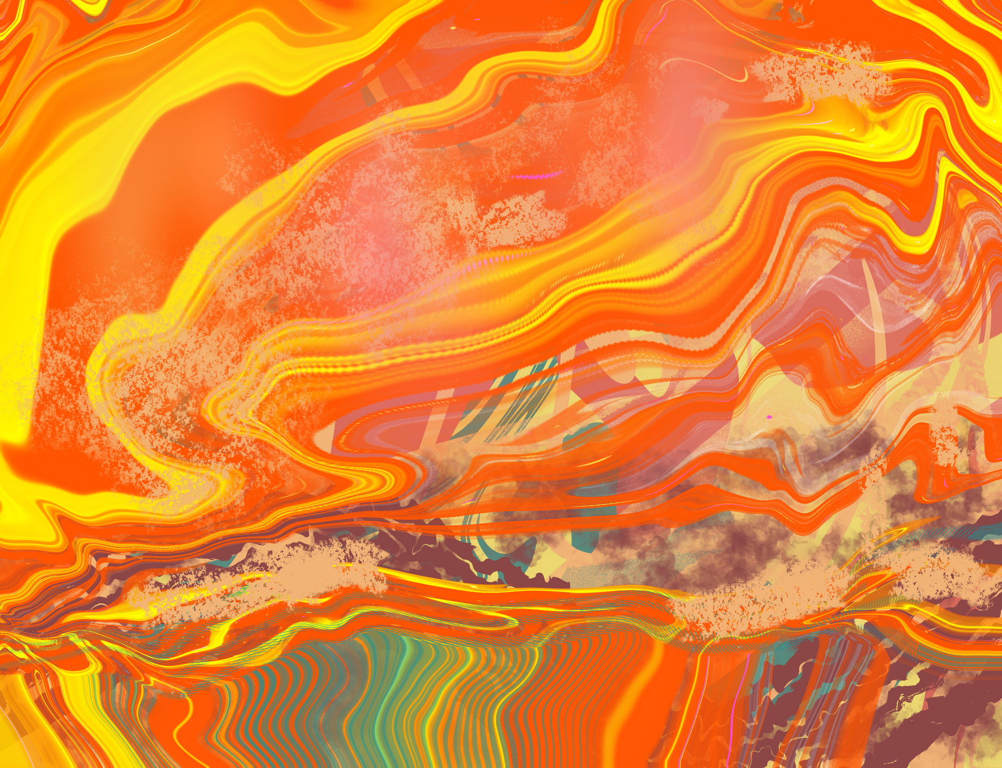 Toile abstraite moderne orange et jaune, art contemporain 46x61cm