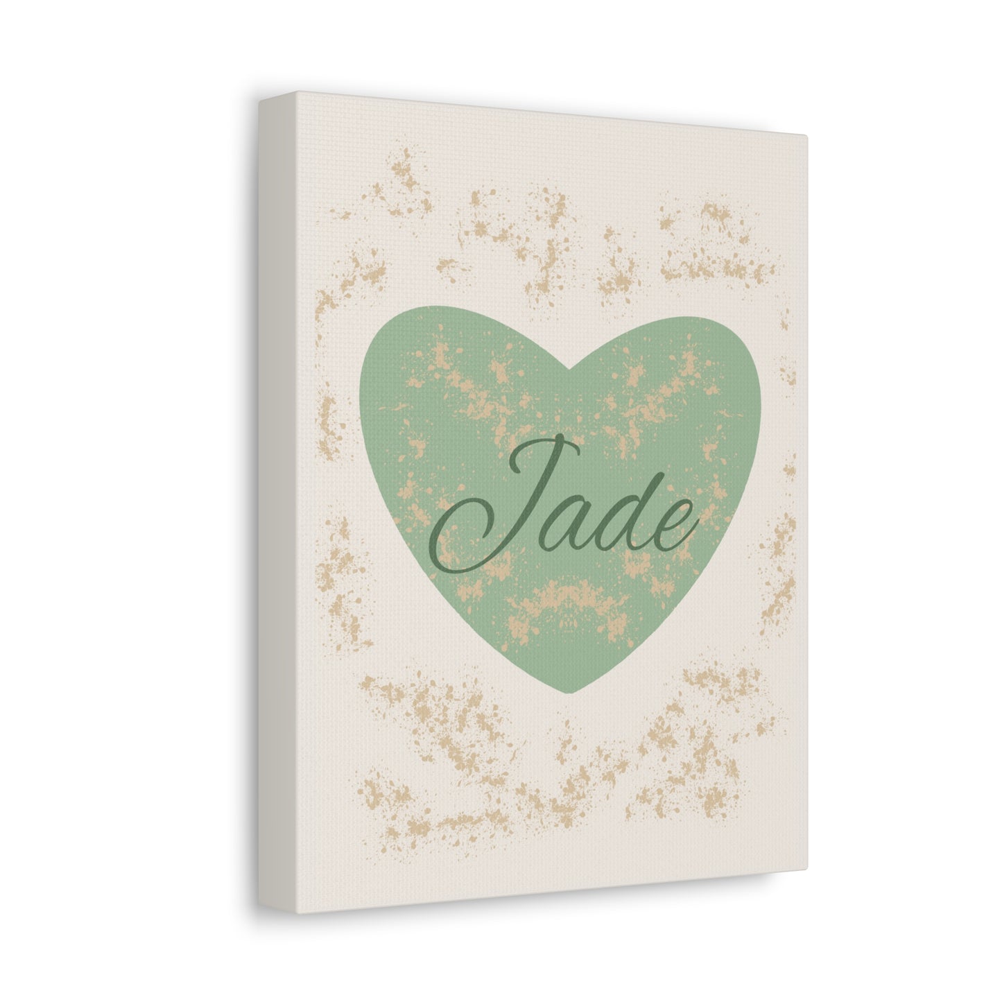 Toile murale personnalisable Cœur Vert Sauge – Déco naturelle & poétique