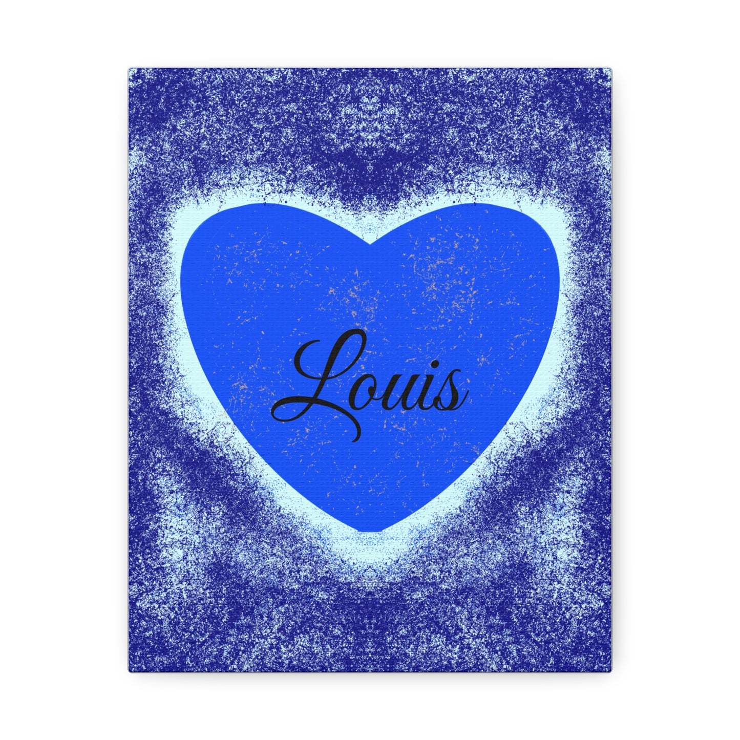 Cœur Bleu – Canevas personnalisé avec prénom