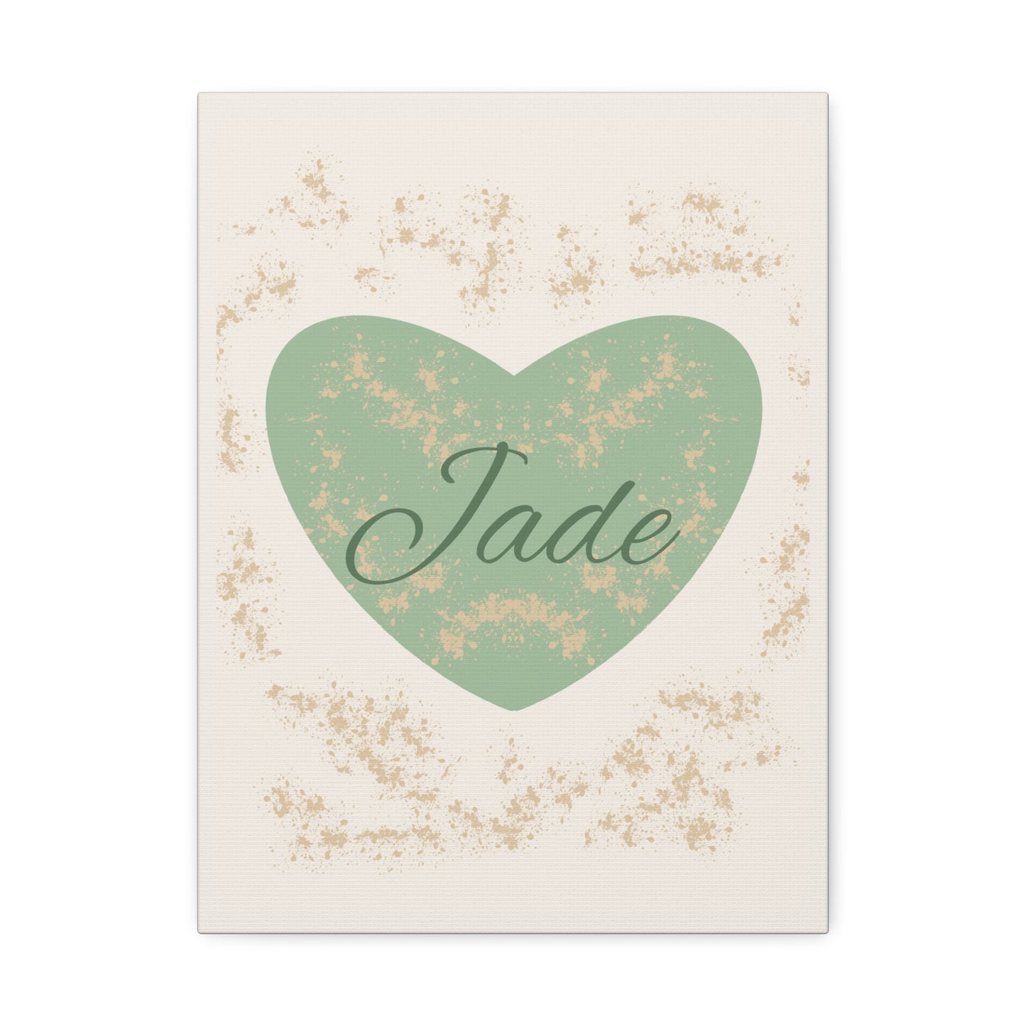 Toile murale personnalisable Cœur Vert Sauge – Déco naturelle & poétique