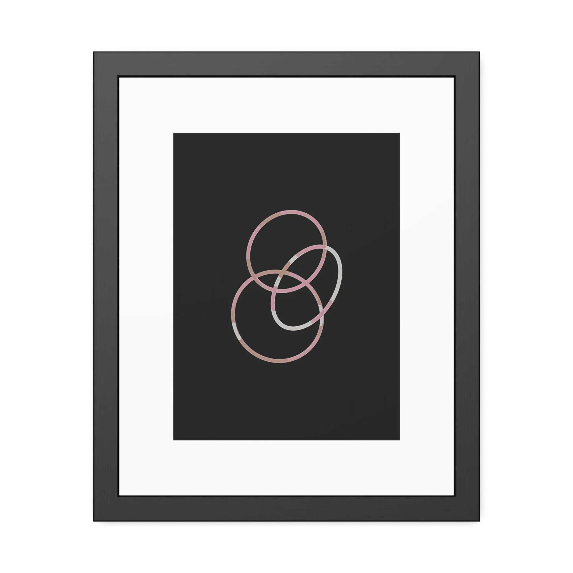 Entrelacements, art minimaliste géométrique cercles entrelacés, œuvre moderne encadrée

