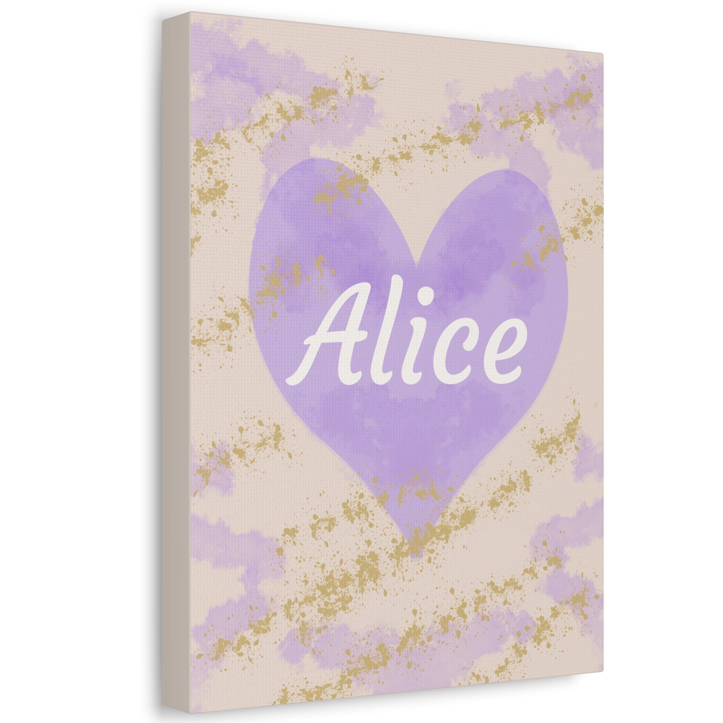 Toile Lavande Douce Alice – Cœur personnalisable avec prénom