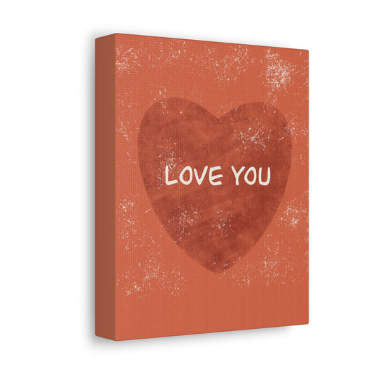Terrakotta Herz Leinwand Love You – Wanddekoration für Schlafzimmer & Wohnzimmer