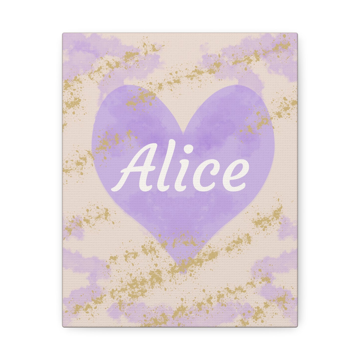 Toile Lavande Douce Alice – Cœur personnalisable avec prénom