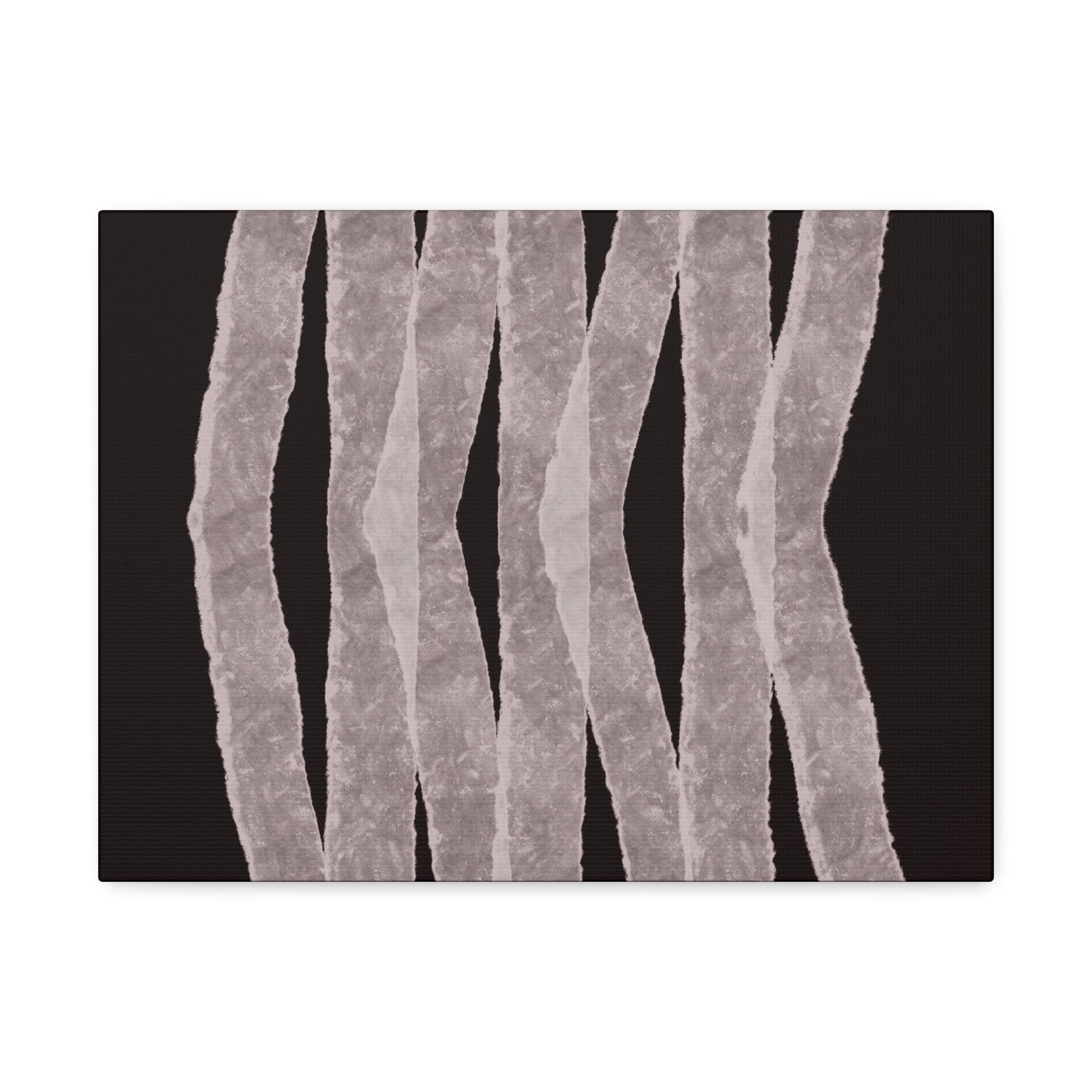 Toile abstraite "Walking" avec motifs organiques taupe sur fond brun-noir, impression sur canvas 100 % coton.
