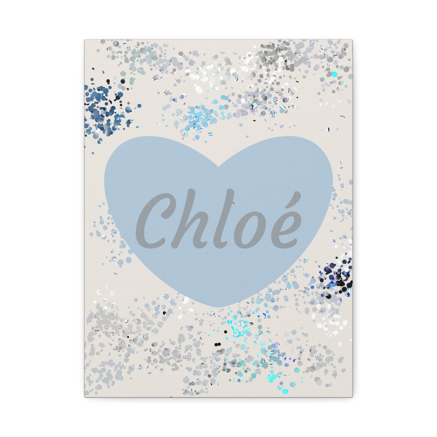 Toile Coeur Bleu Sérénité personnalisable avec le prénom de votre choix