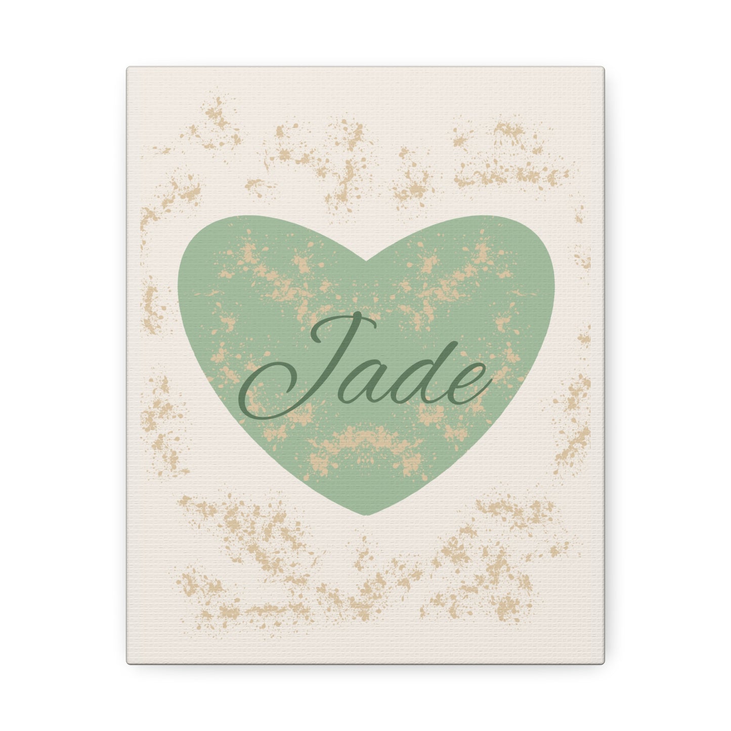 Toile murale personnalisable Cœur Vert Sauge – Déco naturelle & poétique