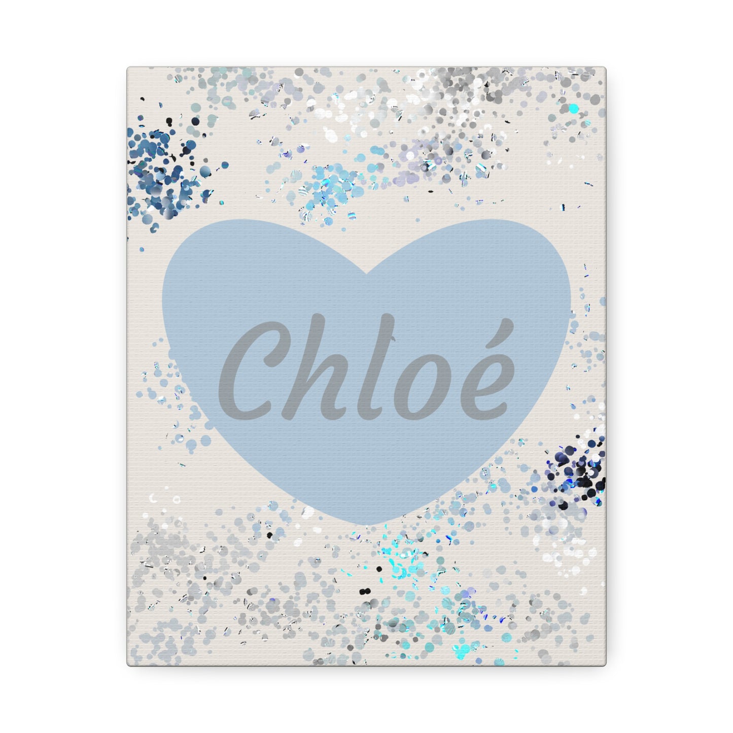 Toile Coeur Bleu Sérénité personnalisable avec le prénom de votre choix