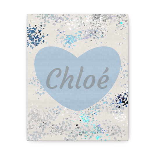 Toile Coeur Bleu Sérénité personnalisable avec le prénom de votre choix
