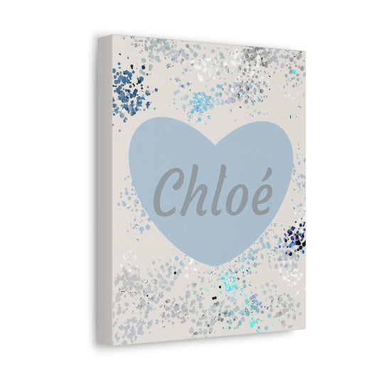 Toile Coeur Bleu Sérénité personnalisable avec le prénom de votre choix