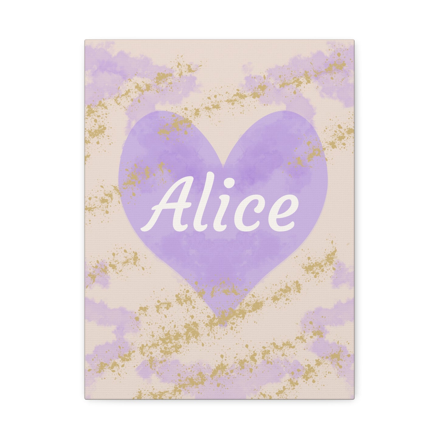 Toile Lavande Douce Alice – Cœur personnalisable avec prénom