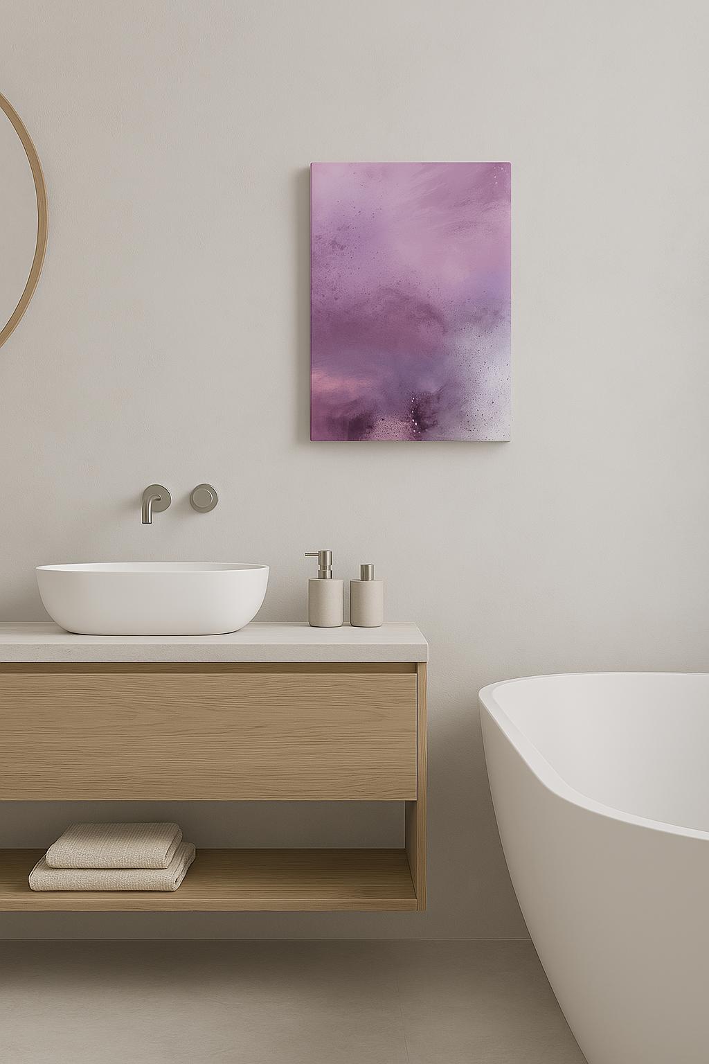 Art abstrait A day dans salle de bain épurée, décoration zen apaisante


