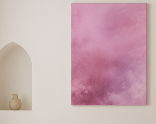 Toile A day dans niche murale, art rose violet style minimaliste


