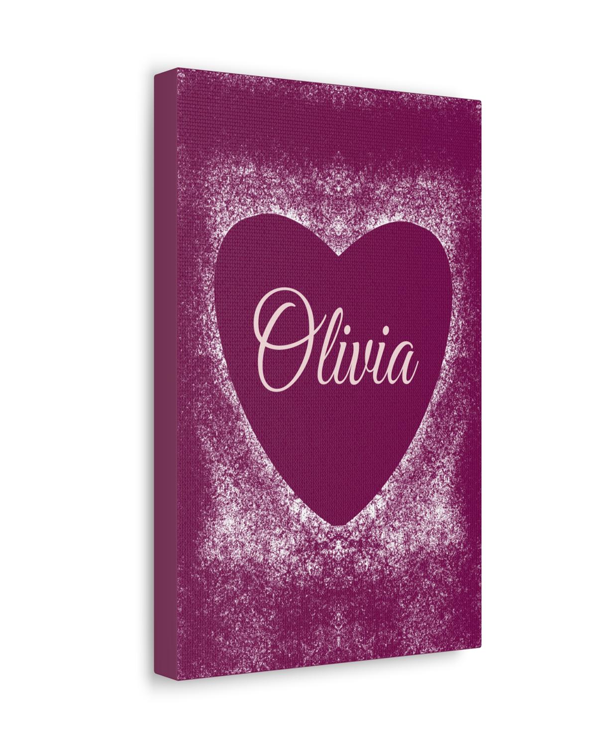 Toile cœur bordeaux personnalisable avec prénom – Décoration murale Palmo.gallery