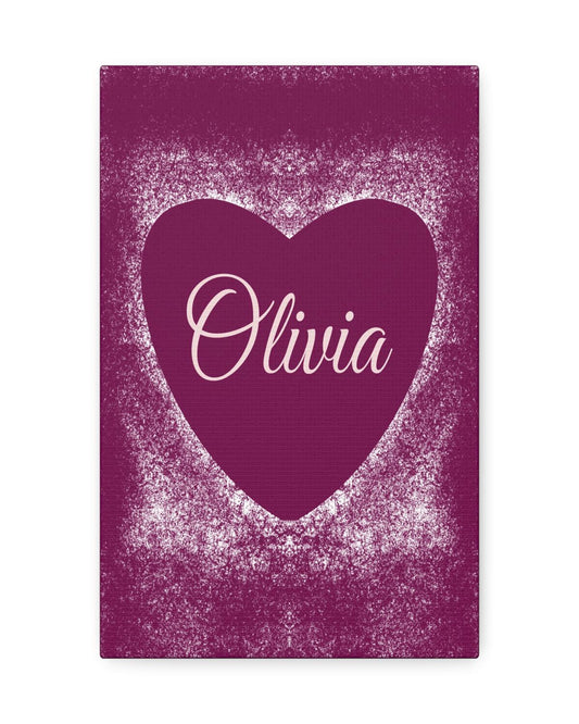 Toile cœur bordeaux personnalisable avec prénom – Décoration murale Palmo.gallery