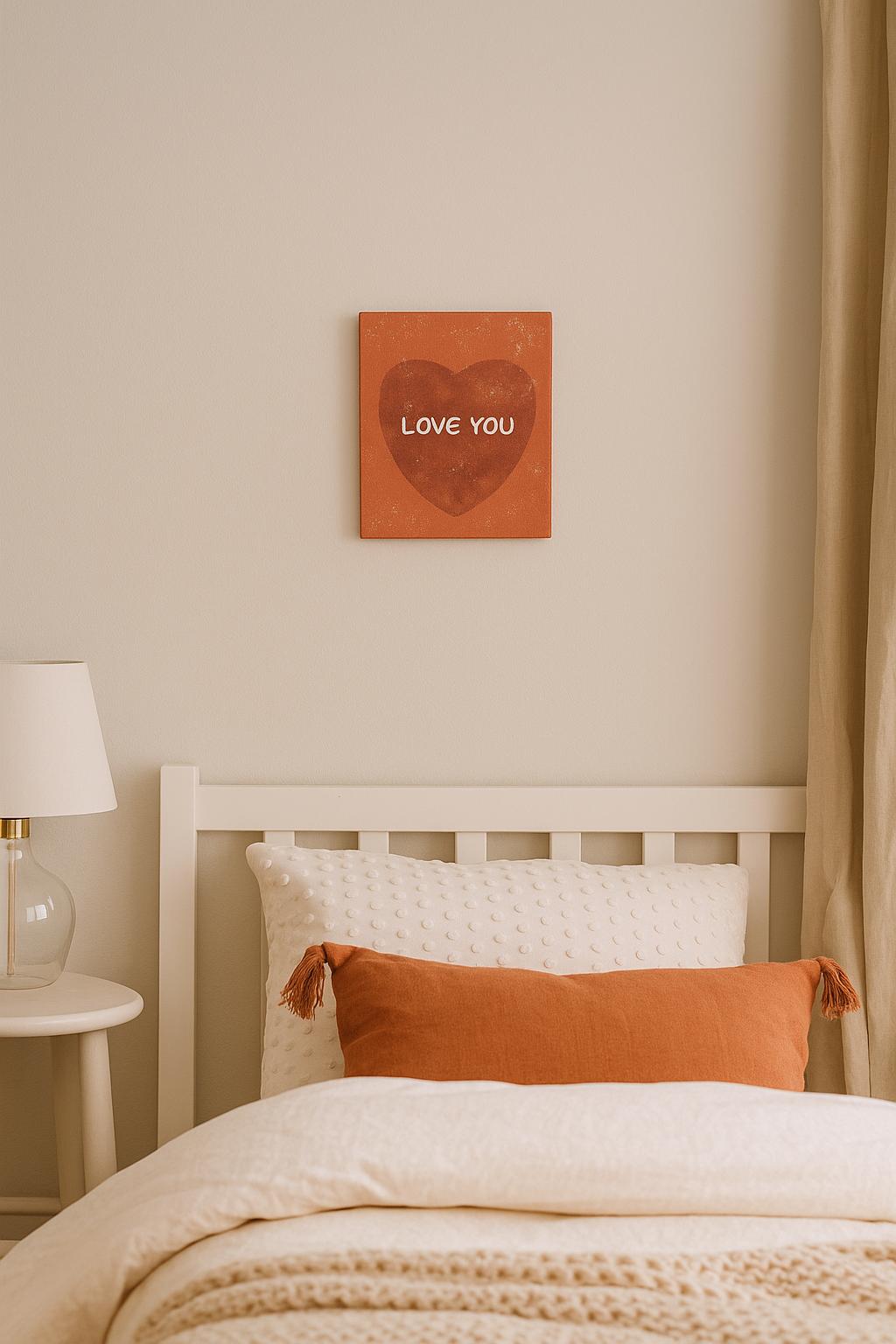Toile Cœur Terracotta Love You – Décoration Murale Chambre & Salon