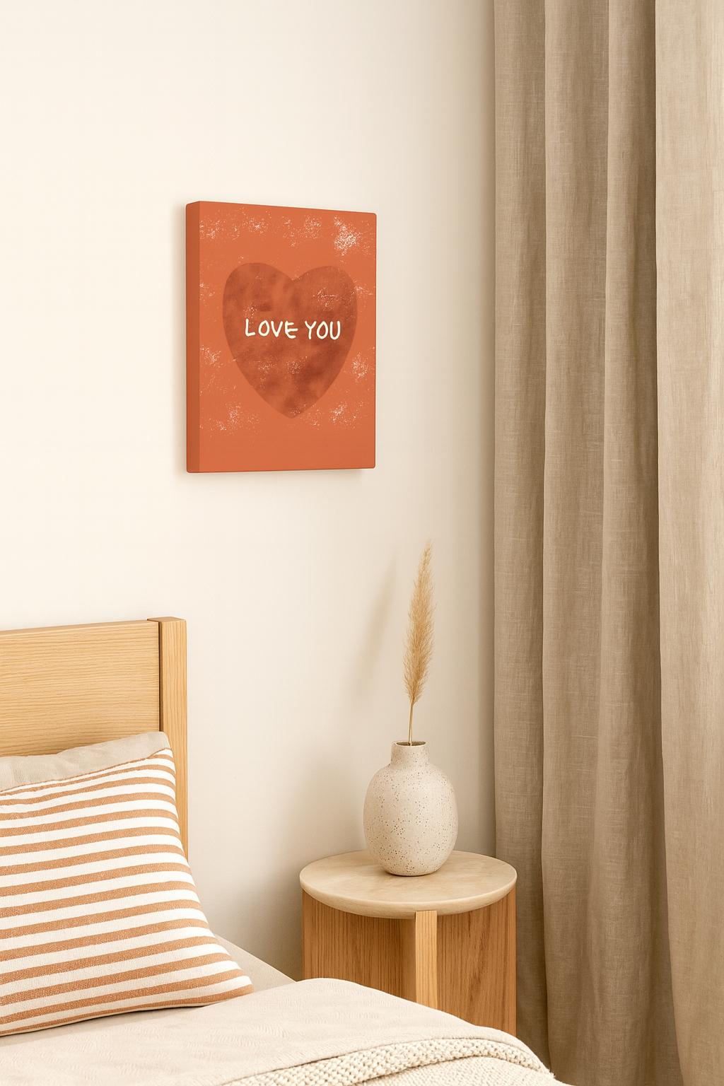 Toile Cœur Terracotta Love You – Décoration Murale Chambre & Salon
