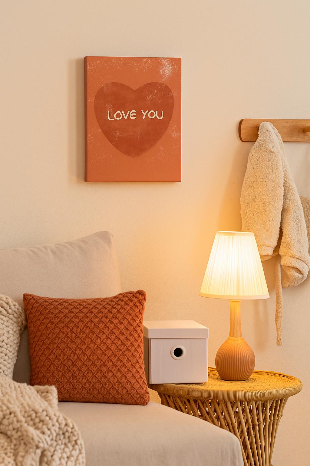 Toile Cœur Terracotta Love You – Décoration Murale Chambre & Salon