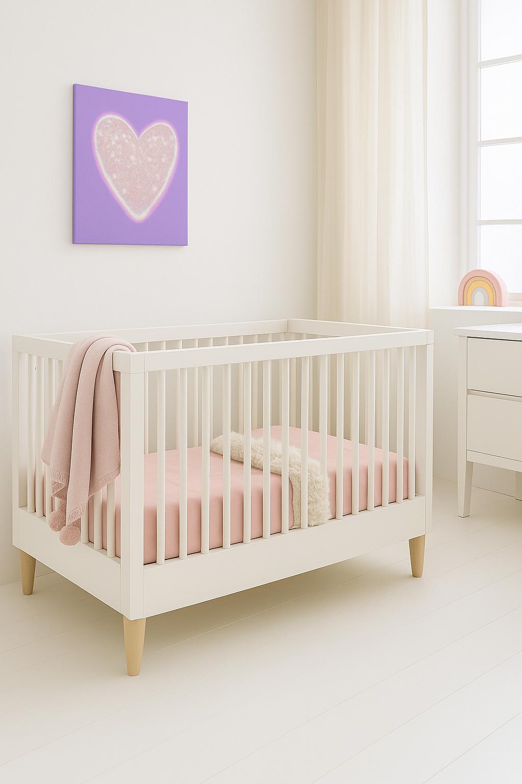 Petit Cœur Étoilé lavande Toile 20x25 cm | Décoration chambre enfant