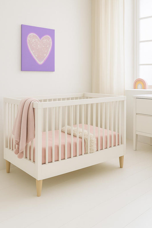 Petit Cœur Étoilé lavande Toile 20x25 cm | Décoration chambre enfant