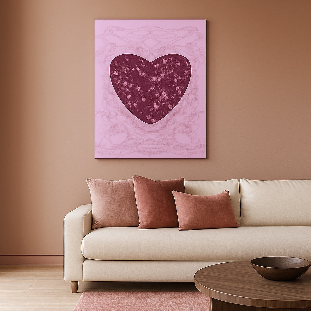 Toile murale Cœur Prune Fumée – Les tons 2026 qui subliment le bois et la pierre